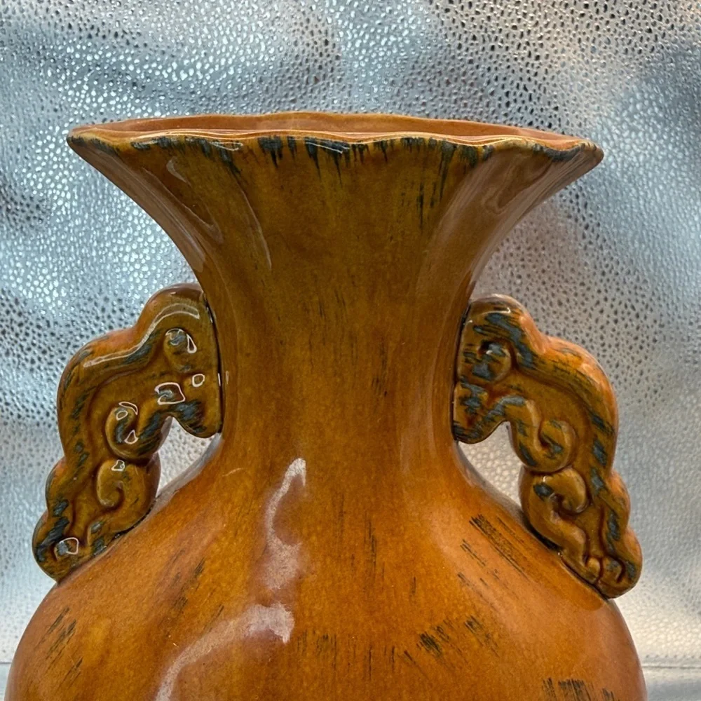 Brown Ceramic Asian Orientalist Vase